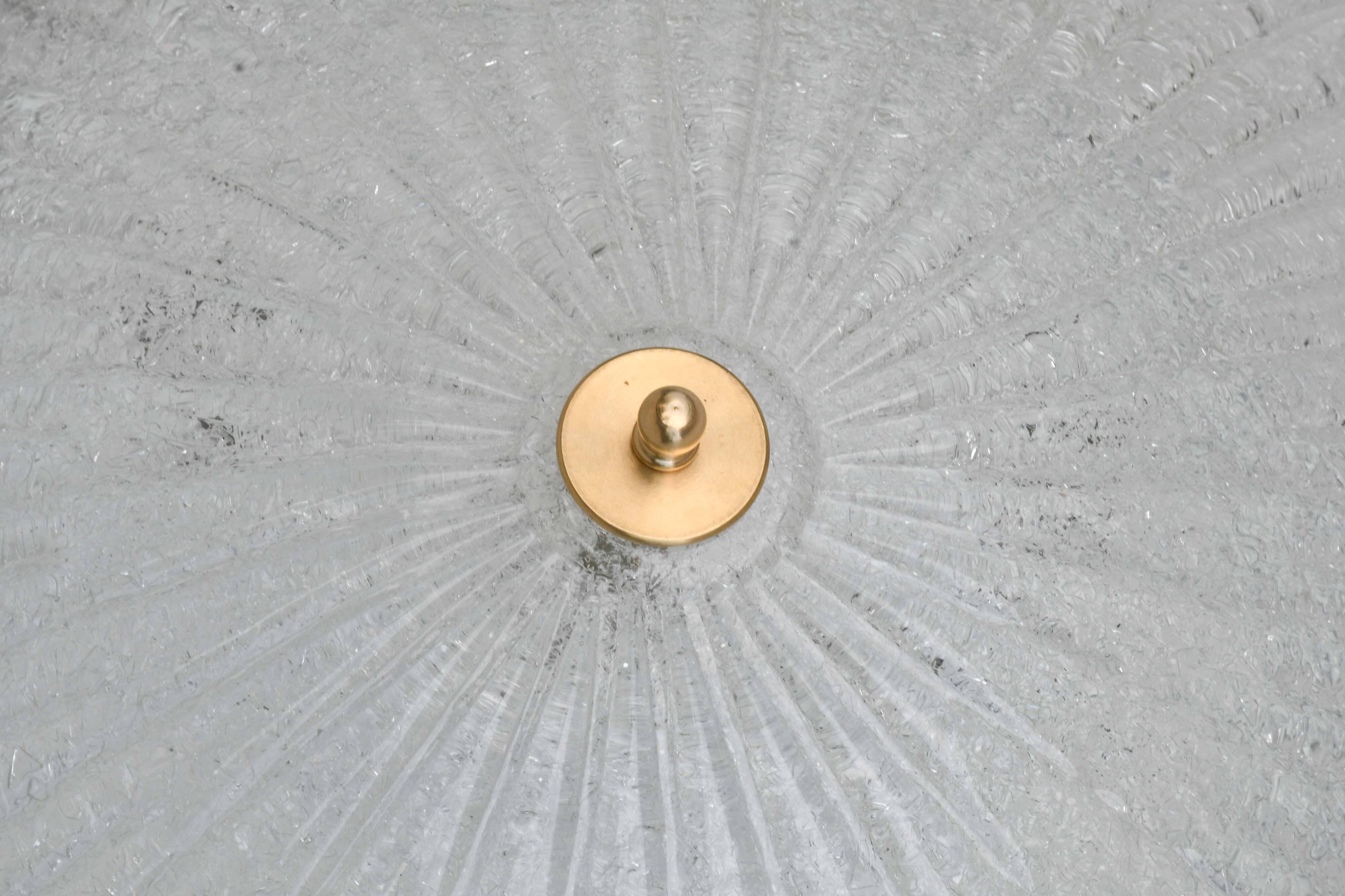 Vintage Italian Transparent Murano Glass Flush Mount Light