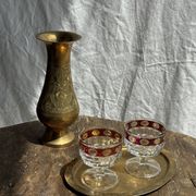 Petit plateau doré ovale vintage indien L14,5