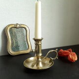 Candle holder with vintage brass handle