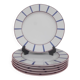 6 Basque blue and red porcelain flat plates