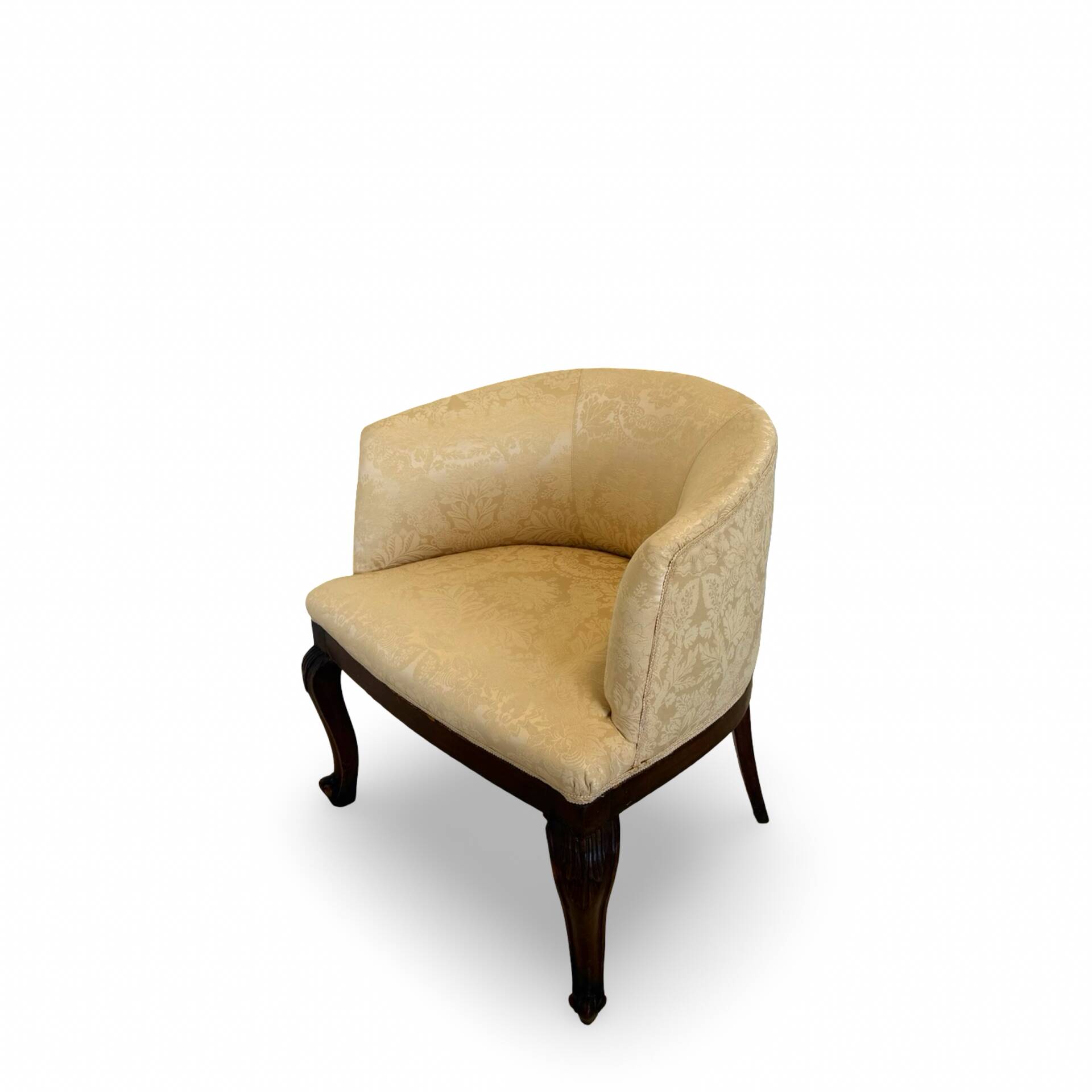 An antique Italian bar chair and a matching tufted vanity stool.