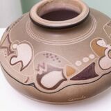 Beige Ceramic Vase by Cianciolo Noma Messina, 1960s Mid-Century Signed Italian Studio Vase