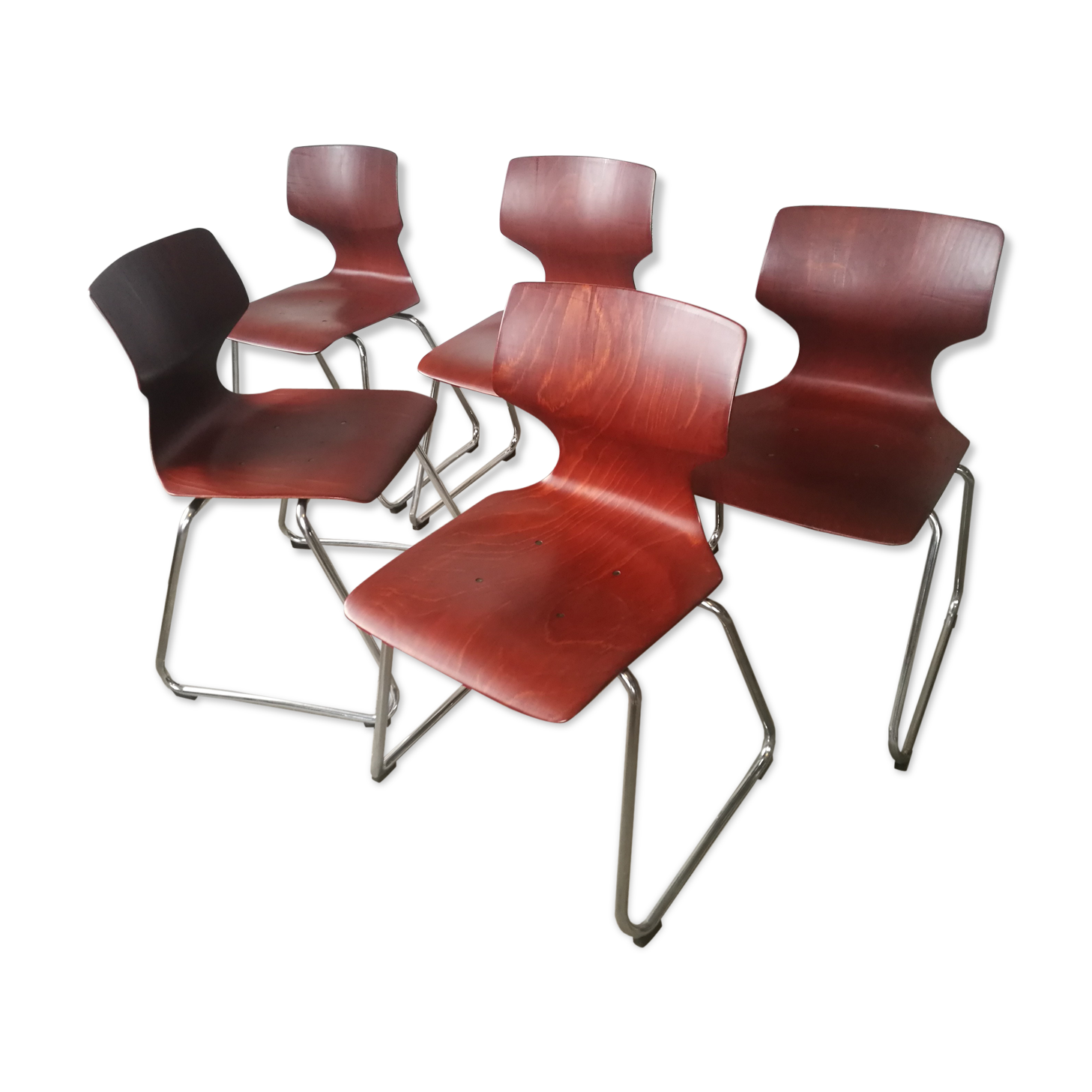 Set of 5 Pagholz / Flototto chairs