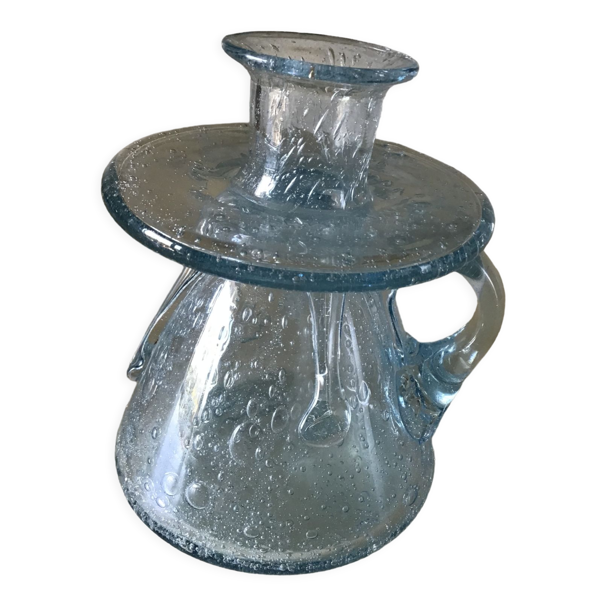 Biot bubble blow glass candle holder