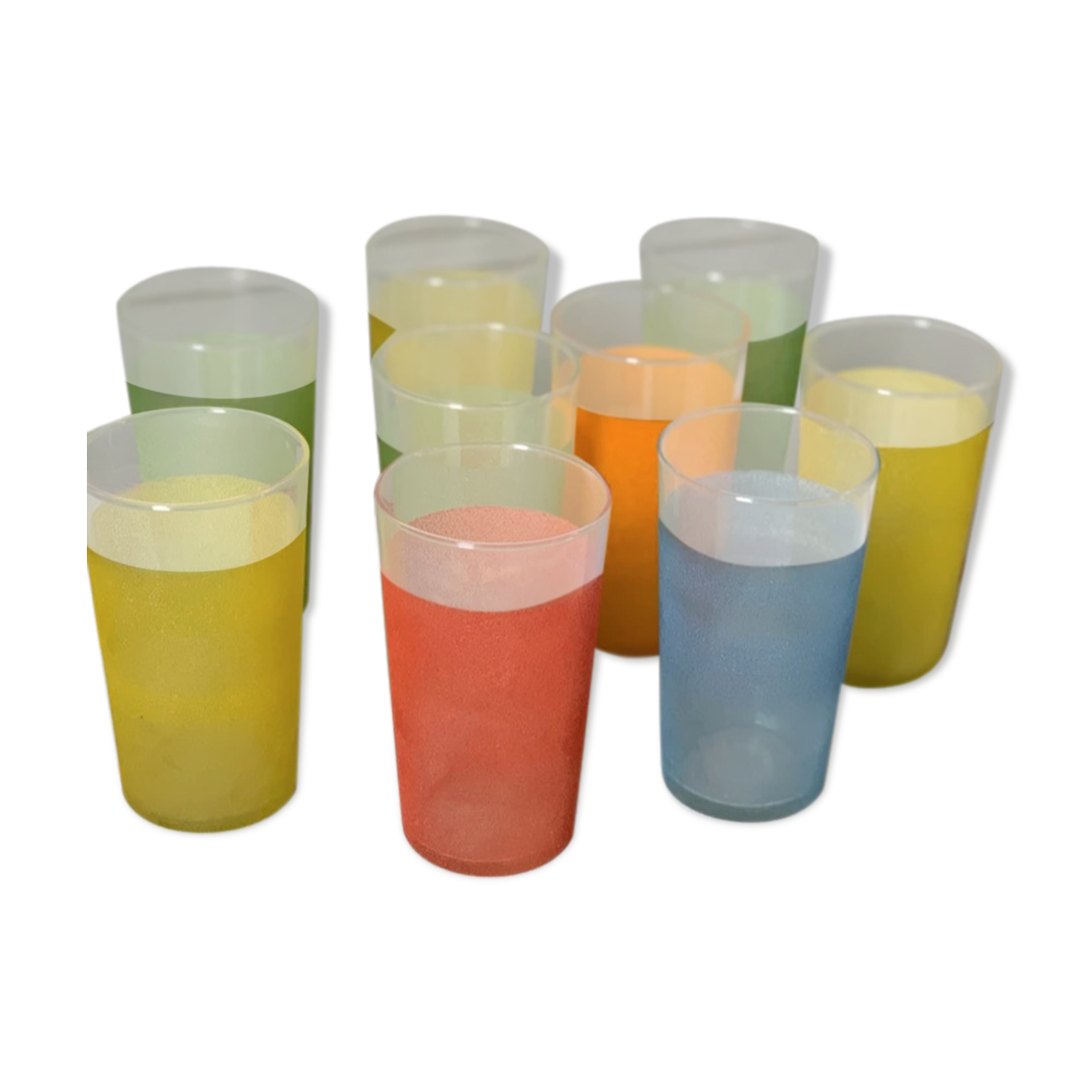 Coloured granite glass orangeade glasses