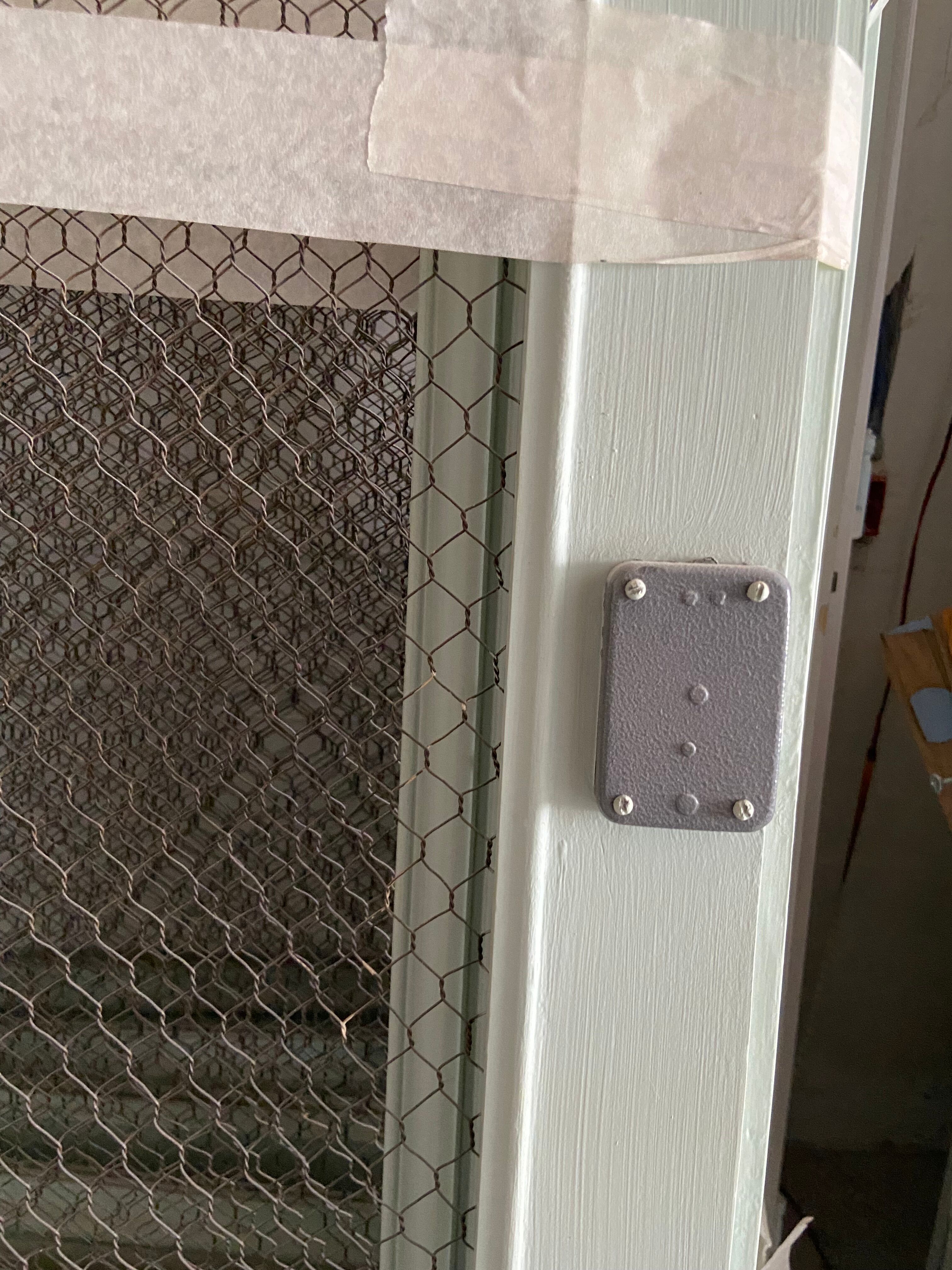 Pairs of antique oak wood mesh doors for cabinet