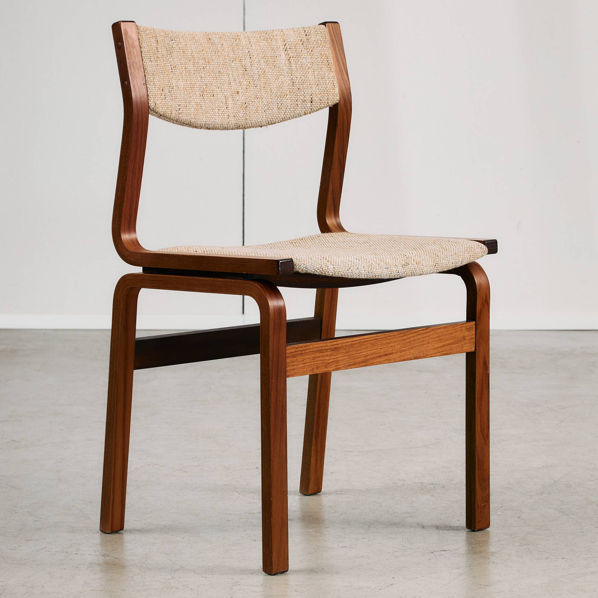 Mid-Century Bentwood Chair Set in Stained Beech with Wool Upholstery