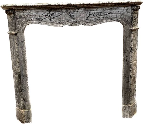 Cheminée de style Louis XV Model Pompadour Marbre bleu Turquin XX siècle