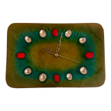 Rectangular wall clock enamelled franco Bastianelli signed LAURANA design 60.