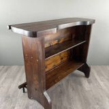 Rustic Carved Wooden Bar with Stools and Wine Chest, 20th Century