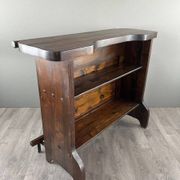 Rustic Carved Wooden Bar with Stools and Wine Chest, 20th Century