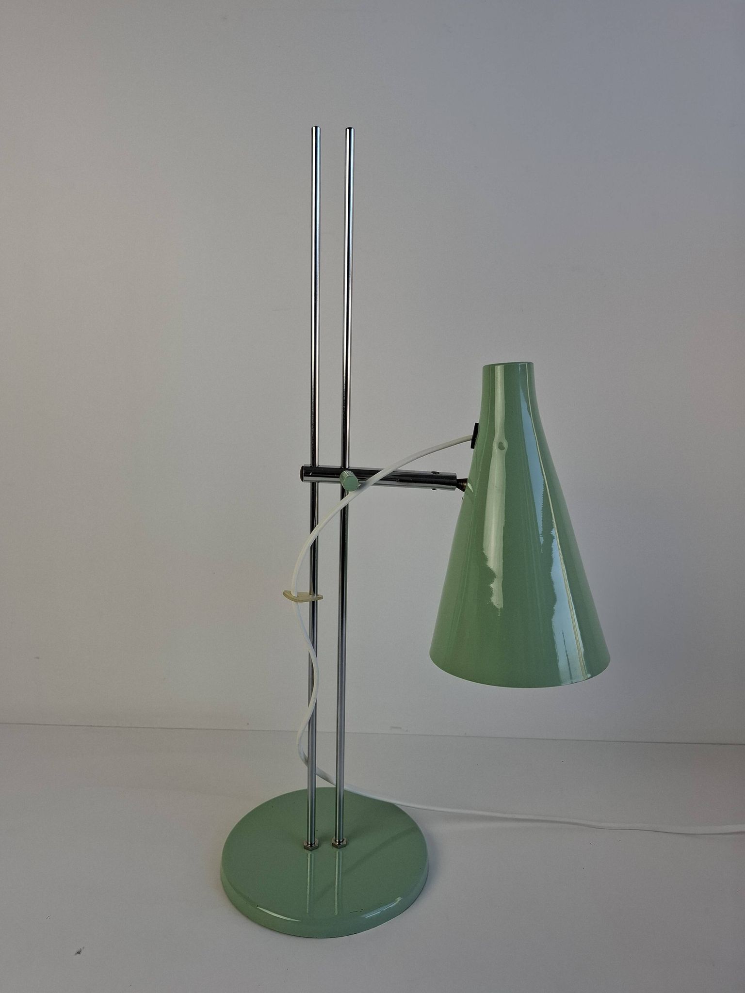 Josef Hůrka for Lidokov Midcentury Modern Table Lamp in Green Metal