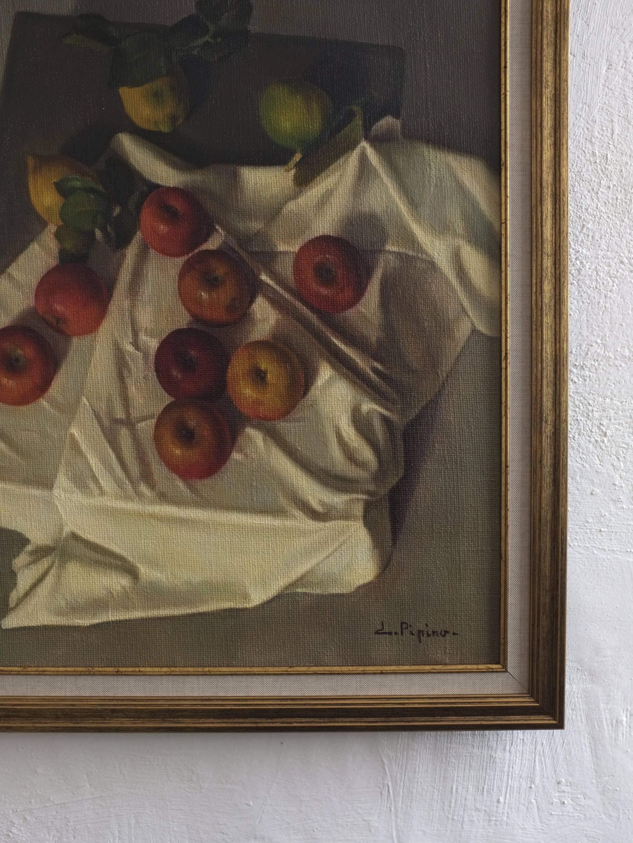 Vintage realism still life oil painting by Pipino | Italy