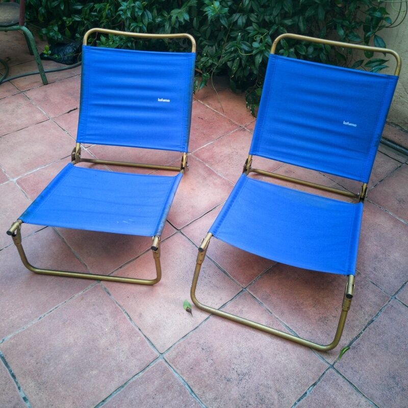Pair of folding armchairs from plage lafuma