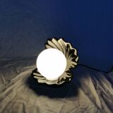 Ceramic shell lamp with opaline pearl, Saint-Jacques, France, 1980