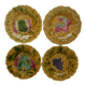 Set of 4 Sarreguemines majolica plates. Fruit decoration.