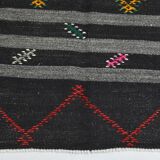 8x11 Gray & Black Striped Pattern Turkish Kilim Rug, 235x337Cm