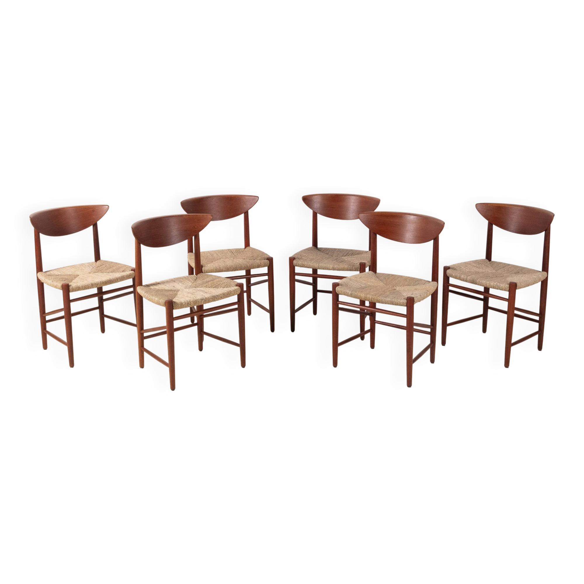 6x Peter Hvidt & Orla Mølgaard-Nielsen dining chair Model 316 in teak