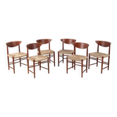 6x Peter Hvidt & Orla Mølgaard-Nielsen dining chair Model 316 in teak