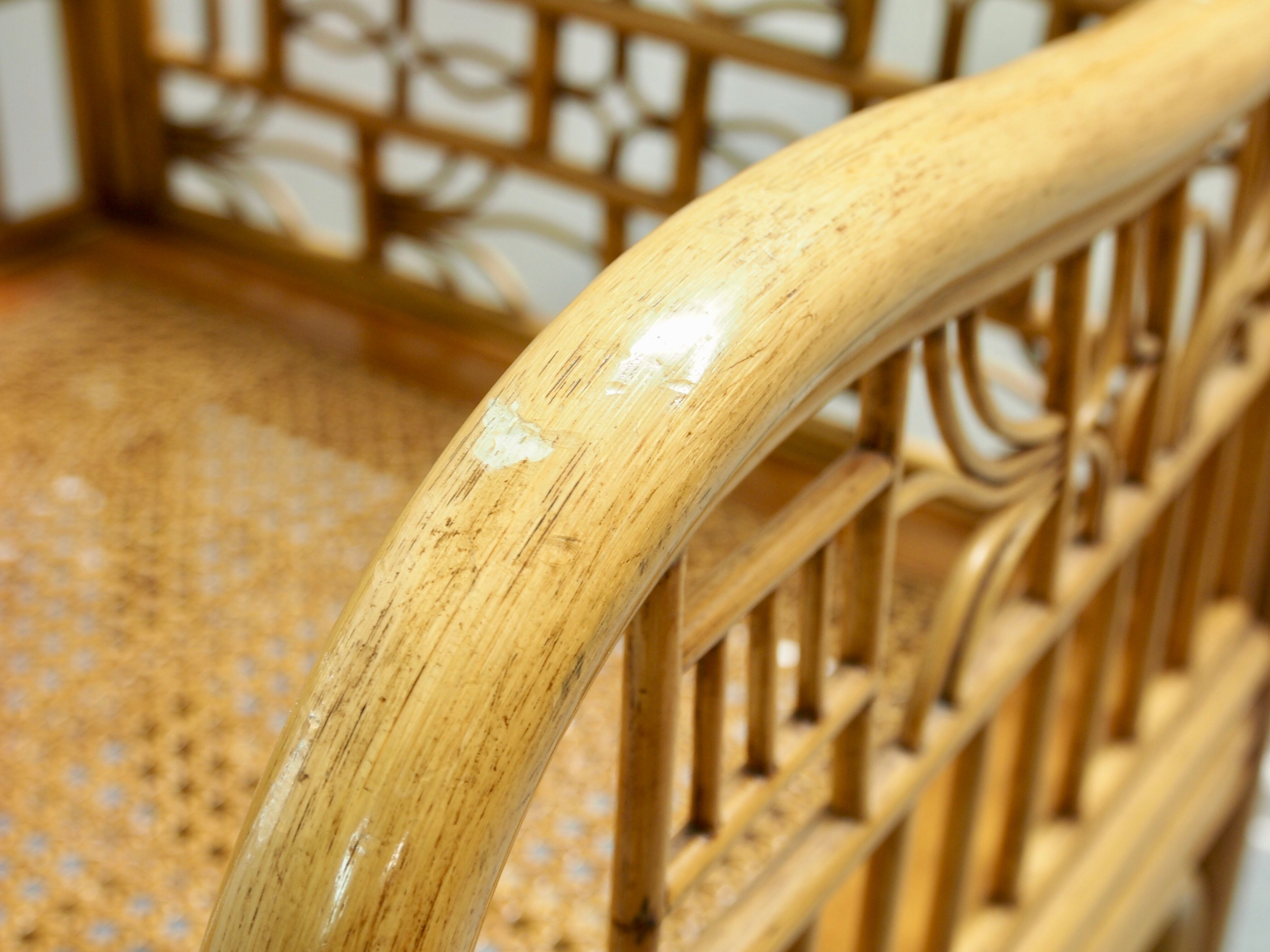 Set of 4 vintage oriental rattan chairs