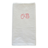 Drap ancien en lin brodé main