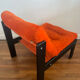 2 fauteuils en velours orange Vintage année 1974
