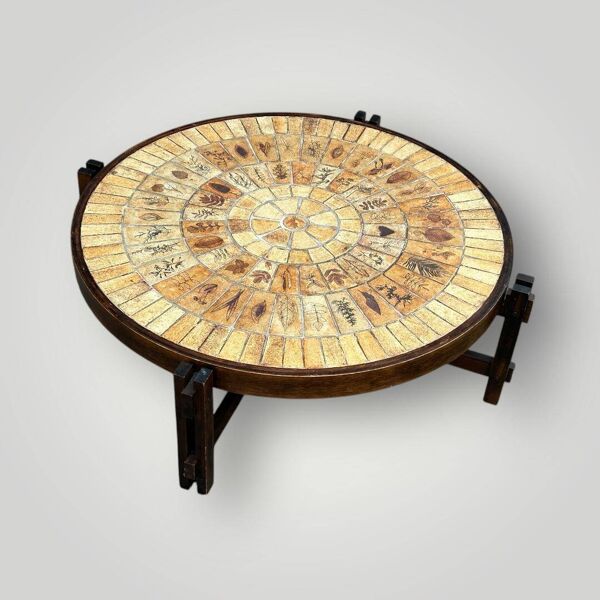 Table Basse Circulaire « les Herbiers «  Par Roger Capron - Céramique 1960 Vallauris