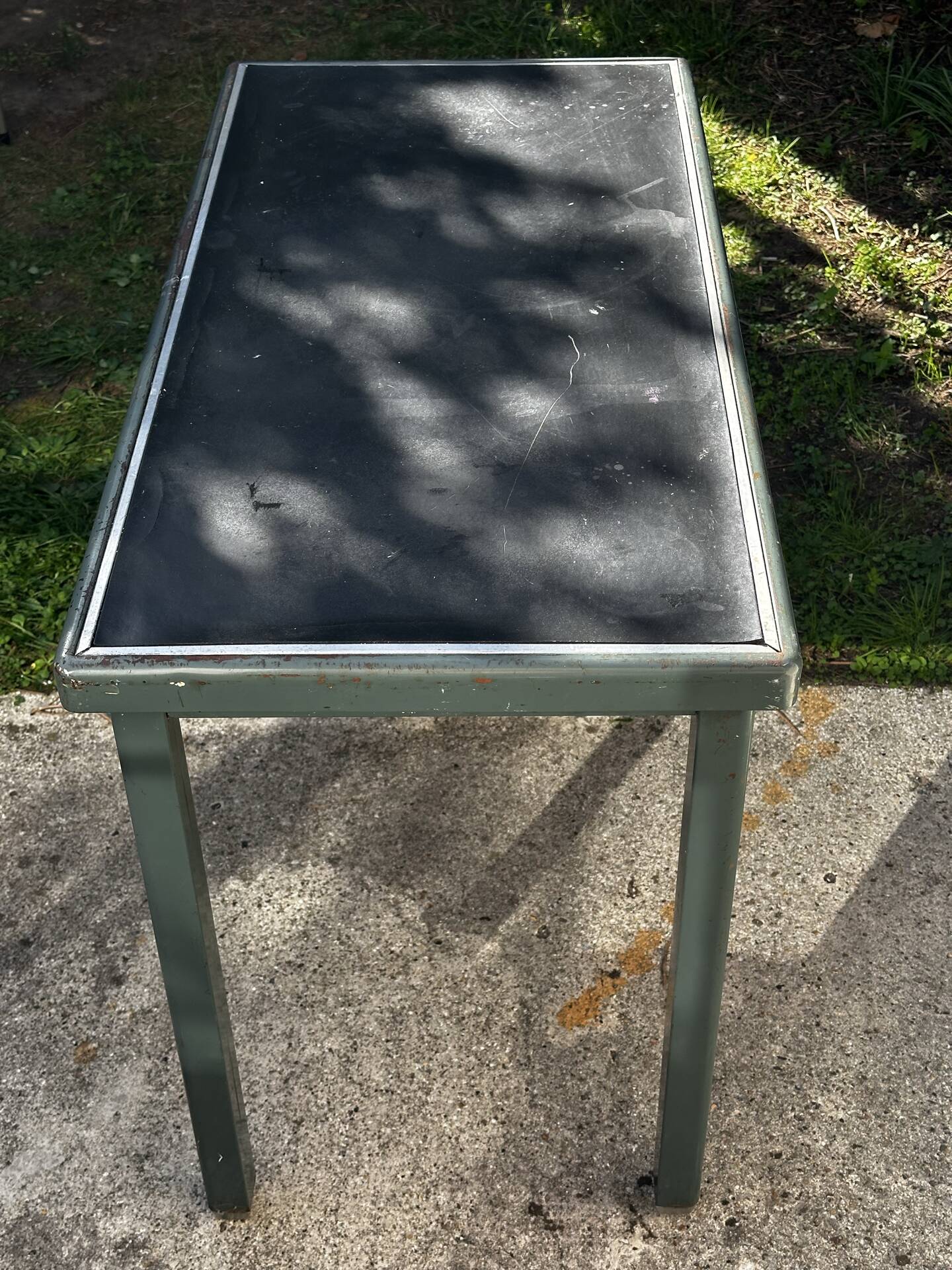 Vintage green metal industrial desk – 1950s