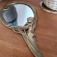Old bronze mirror by hand, art deco woman's nude