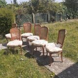 6 Louis XV style upholstery and cane chairs