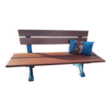 Designer garden bench with cast iron legs. Unique piece.