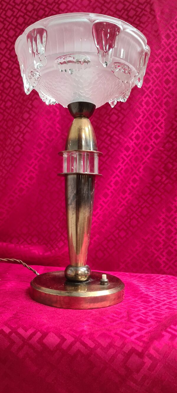 lampe laiton calice  type ezan glaçon art deco  elec d origine 37x20