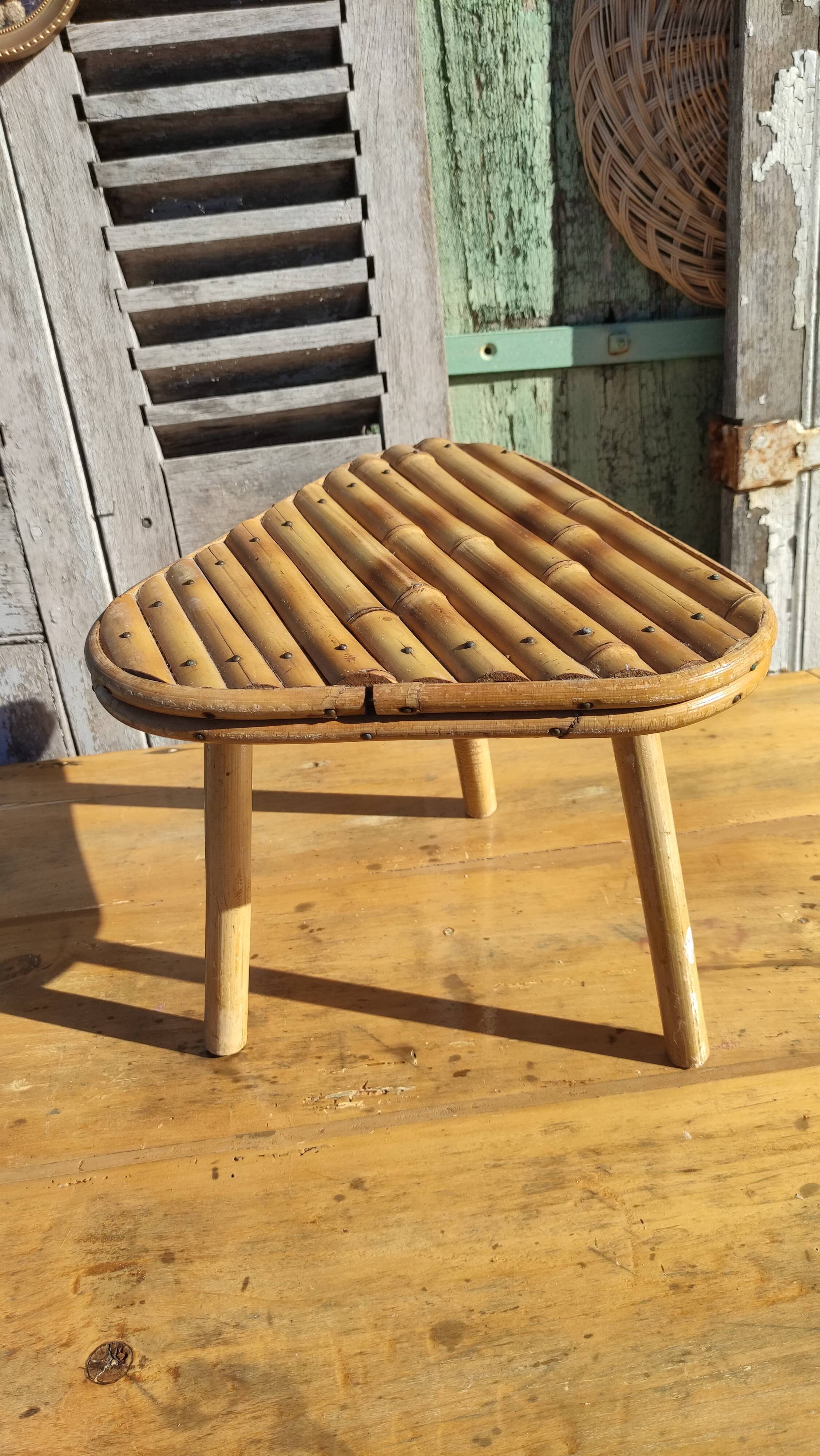 Vintage bamboo tripod stool