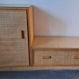 Commode en rotin Vintage 1960/70.