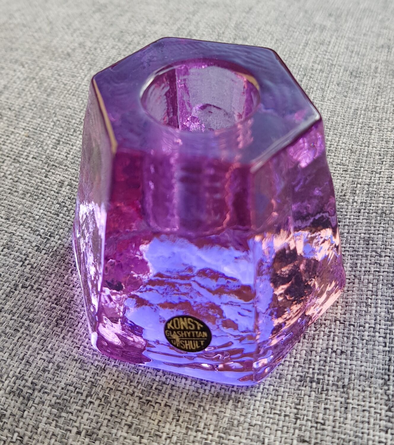 Swedish Konst Glashyttan Urshult glass candle holder