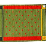 NOS Scandinavian 20th century modern flat weave rug by Karin Bernholm. 227/