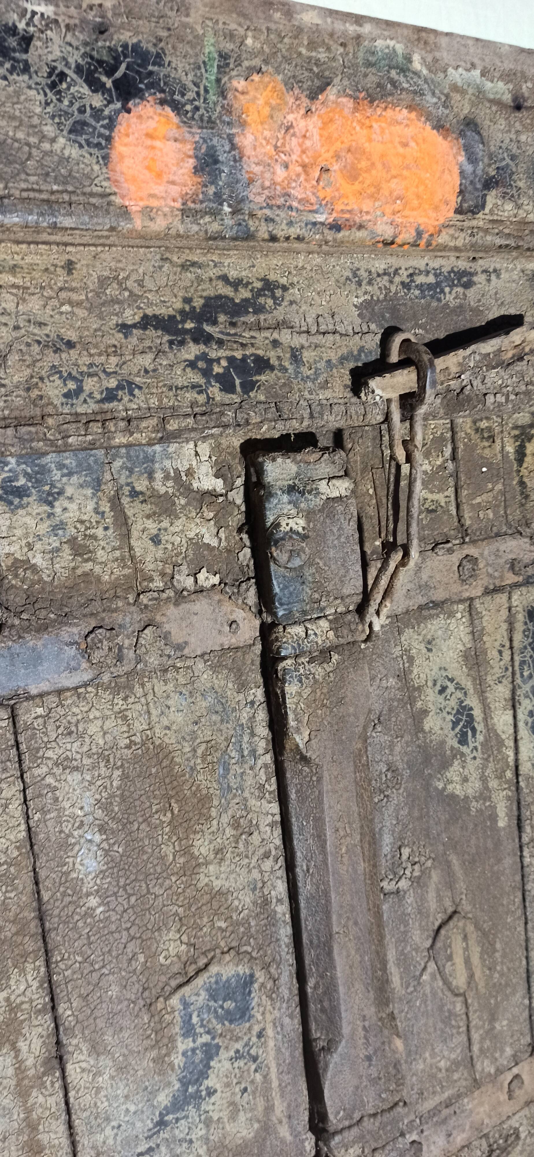 Old wooden door with frame