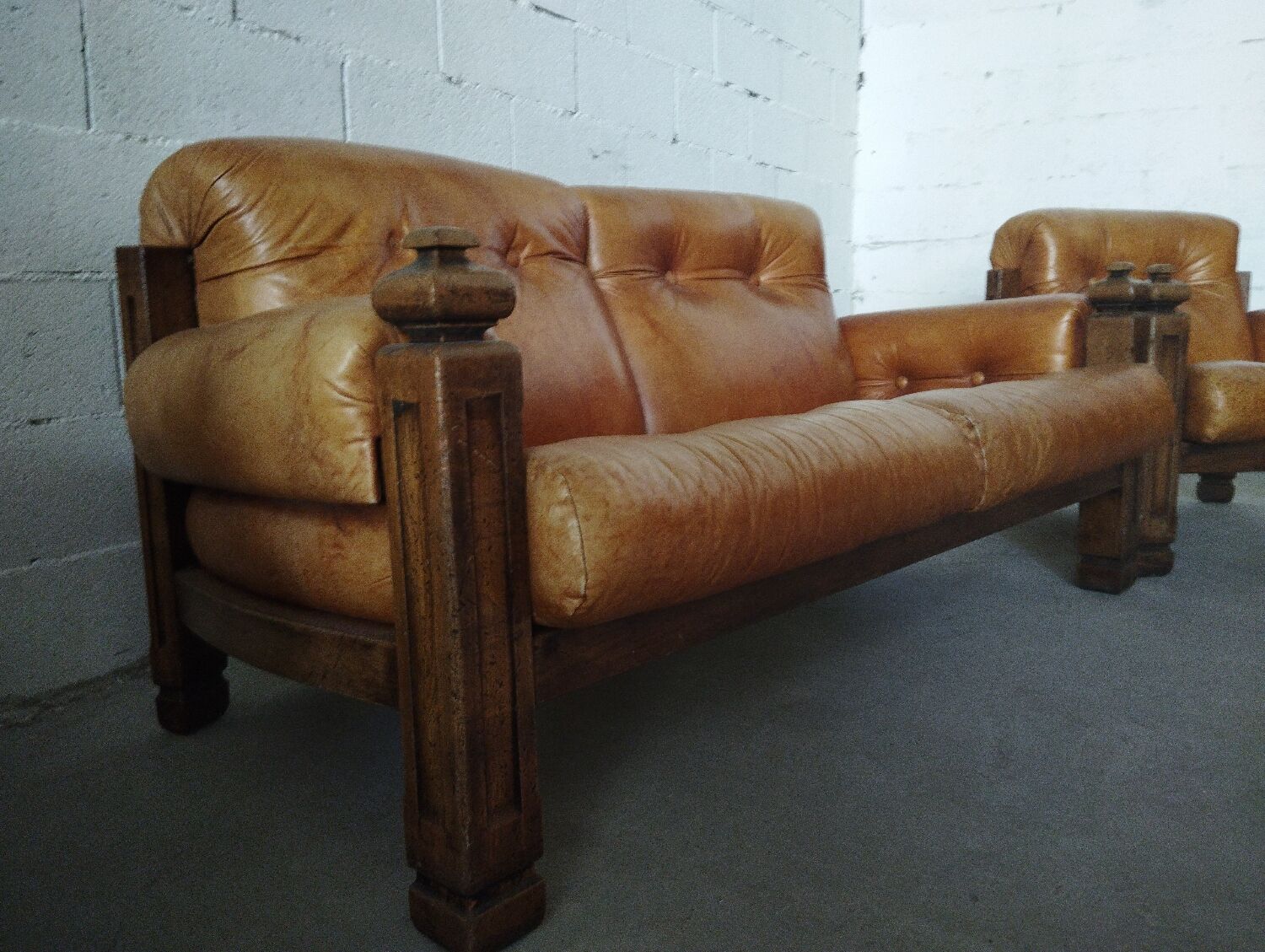 Brutalist leather lounge