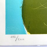 Original lithograph signed by Jean Messagier, May sewn by apple blossoms
