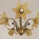 Vintage 5-light chandelier in metal with a bronze effect and flower-shaped lampshades, France.