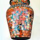 Orange mosaic vase and vintage bohemian chic glass - Mosaic pot