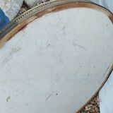 Table bouillotte ancienne avec plateau marbre style louis xvi