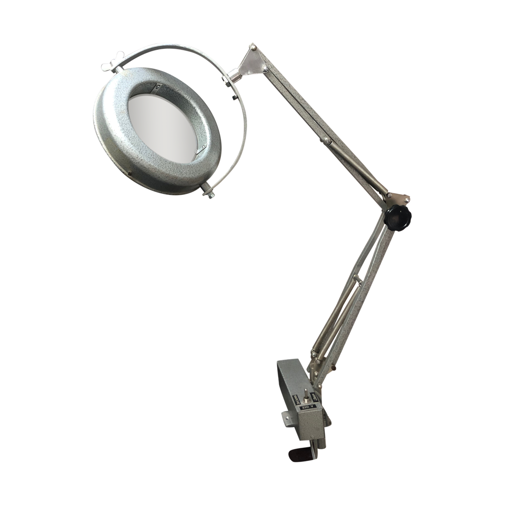Gruber 1950 industrial workshop magnifying lamp