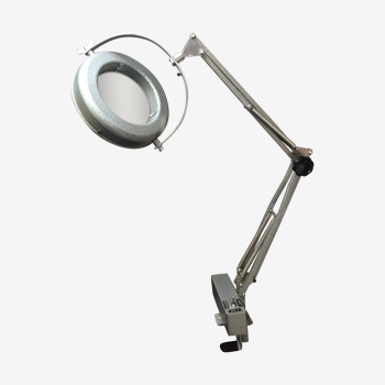 Gruber 1950 industrial workshop magnifying lamp