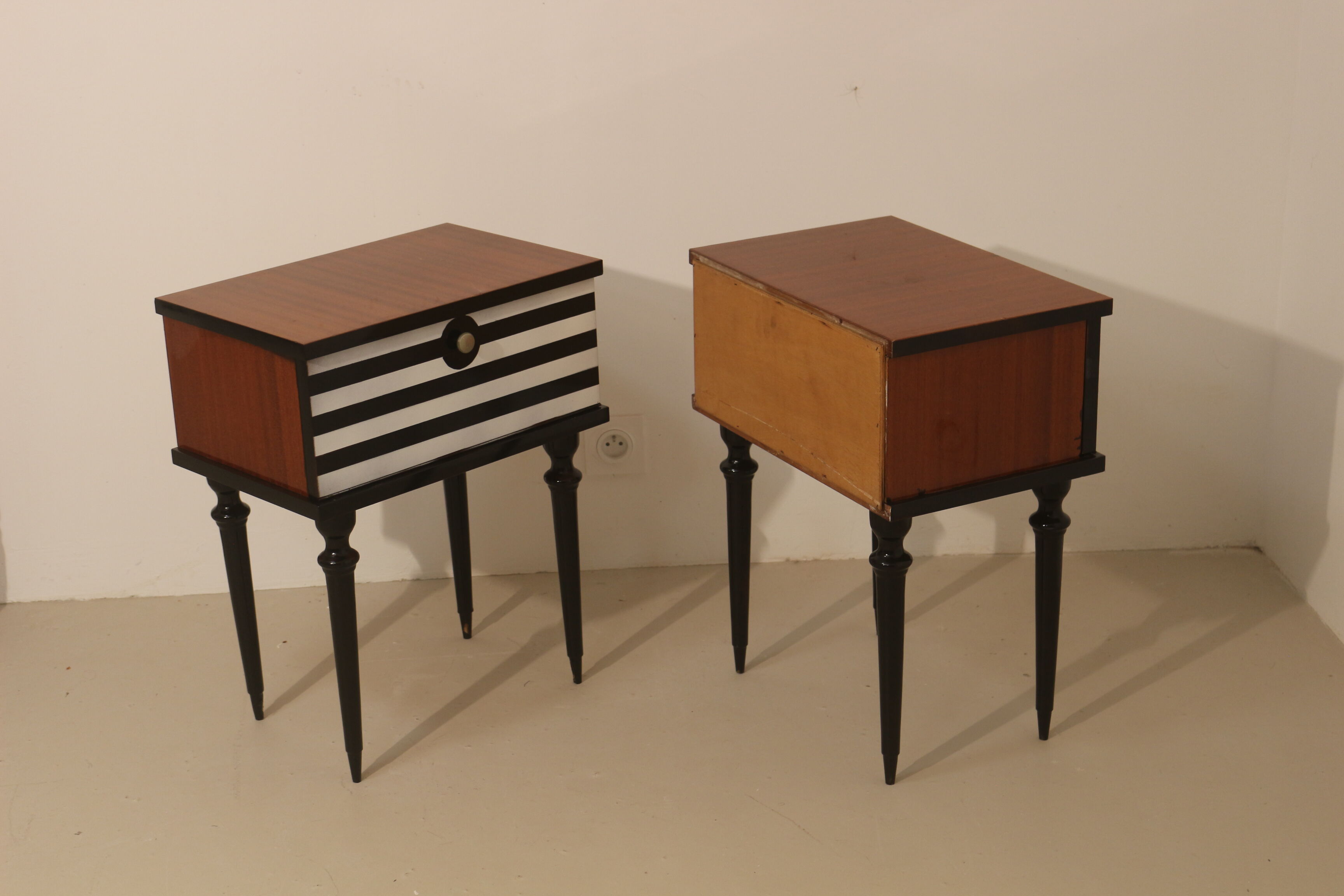 Pair of bedside table restyled swing door year 60