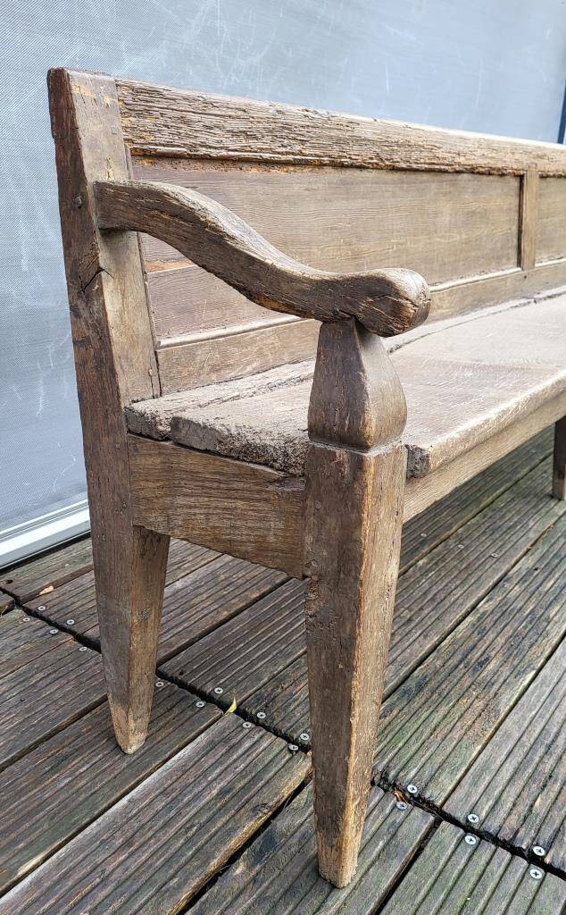 19th-century church pew, 245 cm long