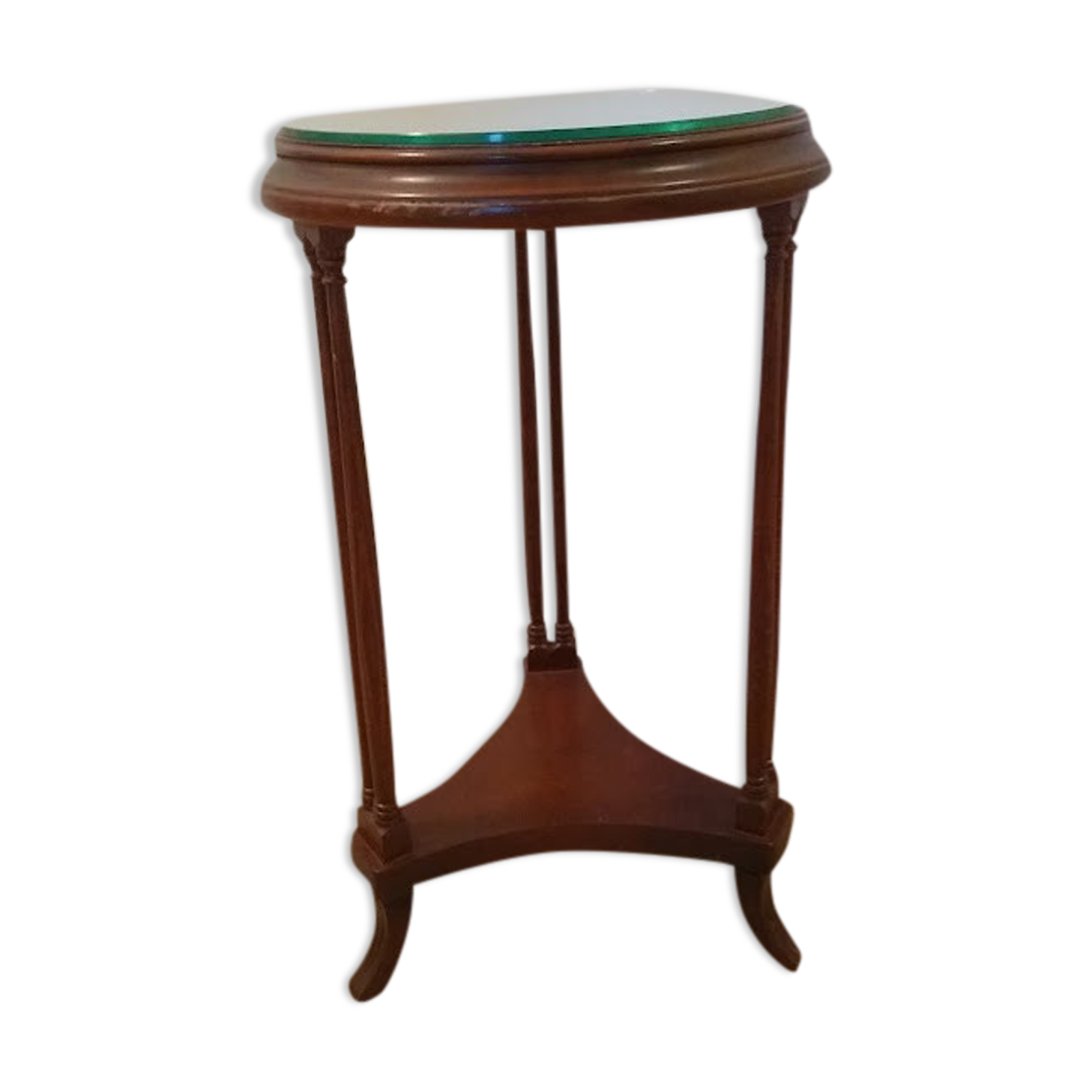 wooden console with mirrored tray