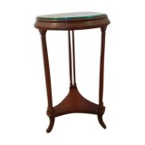 wooden console with mirrored tray