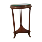 wooden console with mirrored tray