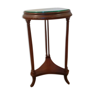wooden console with mirrored tray